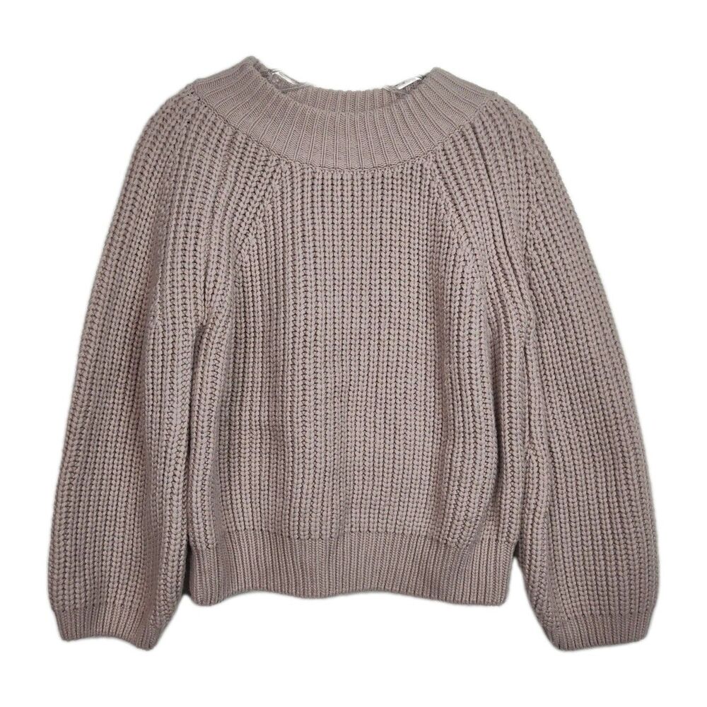Philosophy Sweater Women's L Light Pink Chunky Knit Short Length Long Sleeves